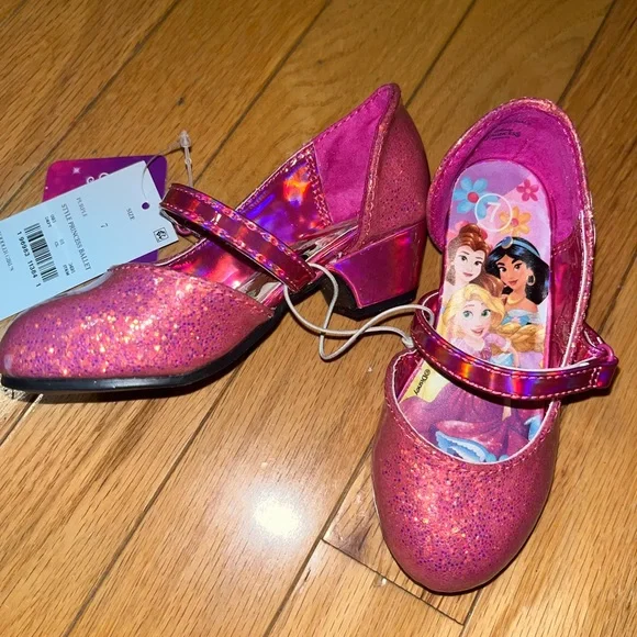 Disney Princess Toddler Girls Pink/Purple Giltter Dress Pumps Shoes Sz 7 - Picture 2 of 7